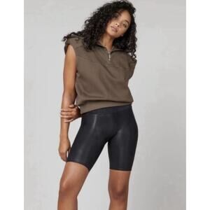 NWT Spanx Faux Leather Biker Shorts Black Women's Size XS